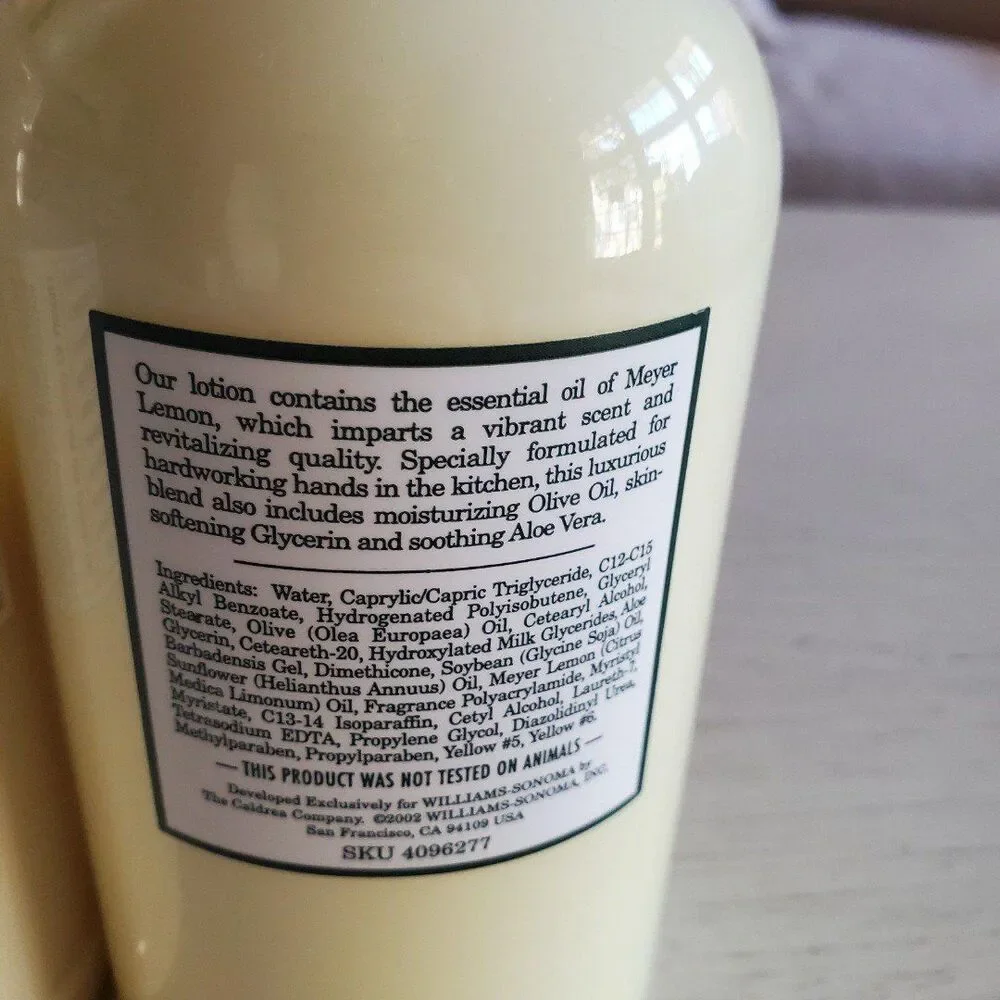 Williams Sonoma 4pc Lotion Set Meyer Lemon, Coriander, Spiced Chestnut + Caddy
